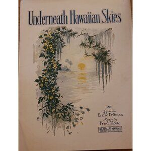 Underneath Hawaiian Skies Sheet Music 1920s Leo‎ Feist New York Lyrics By Ernie